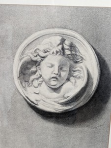 lot 53 image: Framed Cherub Print by Sandy Nelson