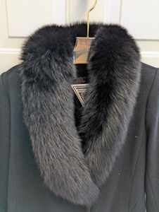 lot 114 image: Marvin Richards Black Wool Coat with Fox Fur Collar