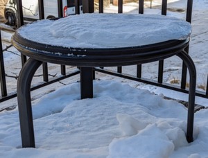 lot 189 image: Pair of Glass Topped Patio Tables and Bird Sculpture