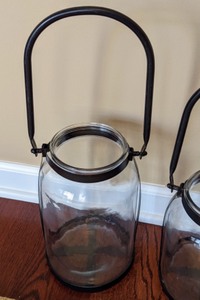 lot 195 image: Pair of Glass Hurricane Candleholders