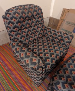 lot 205 image: Upholstered Armchair and Matching Ottoman