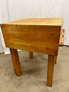 Big WOW Vintage Butcher Block Table Center Island With Wood Knife Rack On The Side - Bonus It Is Height Adjustable WOW