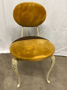 Lovely Antique Kessler Ornate Cast Iron Vanity Chair With Original Velvet Upholstery (Fuzzy Brown Fabric Mostly Removed) Velvet Back In Great Condition However Seat Velvet Needs To Be Replaced&nbsp