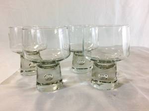 WOW MCM 1960S Art Glass Designer Vicke Lindstrand - Kosta Boda - 4 Water Goblets Glasses From The Mambo Collection Great Condition&nbsp