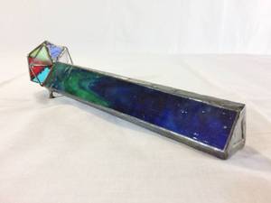 Beautiful Vintage Handmade Tiffany Style Glass Leaded &amp Footed Kaleidoscope With Two Spinning Wheels In The Front - One Is Textured Glass &amp The Other Is Different Colored Glass - Artisan Made - Excellent Condition