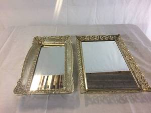 Two Vintage Dresser Vanity Ornate Rectangular Mirrors - Great Condition