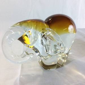 Beautiful Large Murano Style Amber Art Glass Elephant - Excellent Condition&nbsp