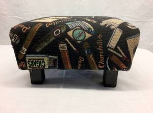 Vintage Cigar Themed Foot Stool Mini Ottoman - Great For The Cigar Club