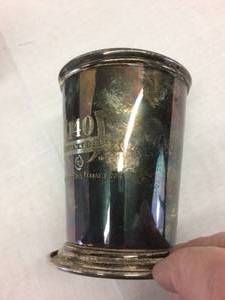 Very Rare Official 2014 &amp 2016 Silver 140 Kentucky Derby Churchill Downs Mint Julep Cups - Need Clean Up