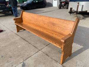 Vintage Vintage Oak Church Pew (Approx 10 Feet Long)