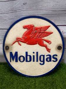 Cast Iron Mobilgas Sign  Plaque 9�