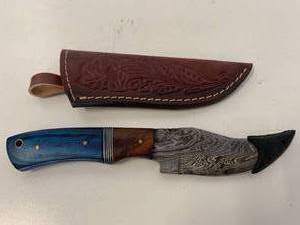 Damascus Knife & Leather Sheath 8 ��