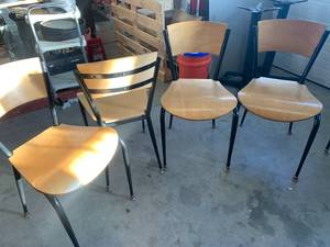 Lot of 4 Metal Wood Chairs