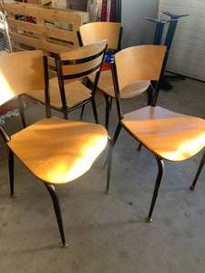 Lot of 4 Metal Wood Chairs