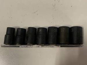 lot 27 image: New 7 Piece SK Tools Impact Set Universal Spline 11-19mm $79 Retail