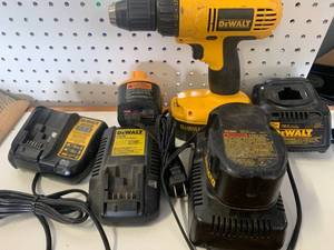lot 57 image: Dewalt Batteries, Drill, Chargers