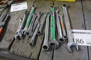 lot 186 image: Lot of (12) Open End and Combination Wrenches