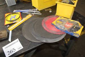 lot 265 image: Lot of  Blades - Table Saw, Circular Saw, Carbon Tool Steel Blade 64-12x12x.025 14 Raker Bandsaw Blade, Hack Saw Blades