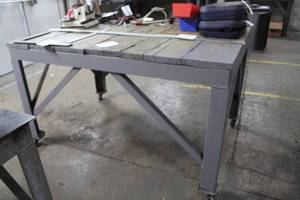 lot 270 image: MetalWood Rolling Shop Work Table