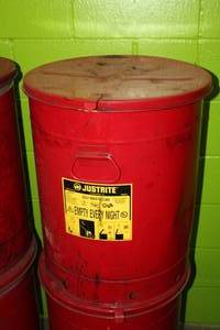 lot 347 image: Justrite Metal Oily Waste Can 21-Gallon