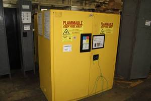 lot 397 image: Metal Hazardous Chemicals Storage Cabinet 2x55-Gallon
