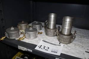 lot 432 image: (2) 2-12 Female Hose Ends, (4) 2-12 Female Cam Lock Caps