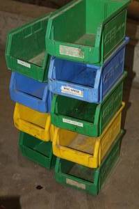 lot 523 image: Lot of (9) Plastic Stackable Storage Containers