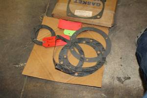 lot 619 image: Lot of  Assorted Gaskets - High Temp Asphalt Pump P-200, Viking Head Gasket KK4124B, Small Viking Pump Gaskets, Rotational Energies Graphite Gasket SK22