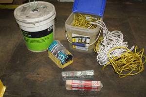 lot 654 image: Greenlee Poly Line, Nylon Ropes, Wood Shims, Composite Shims, Steel Wool
