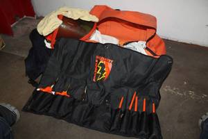 lot 660 image: Safety Gear & Tool Kit, Helmet, Mask, Goggles, Rubber Insulating Gloves, Case