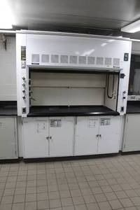 lot 1105 image: Hamilton Safeaire Airgard 335 Alnor Industrial Vent Hood System, Fisher Hamilton Scientific Flammable Liquid Storage Cabinet 36 Undercounter Double Self Closing Doors 18-Gallon 950S753