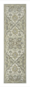 ALLEN  ROTH Brookford 2 x 8 Wool Ivory Soft Green Medallion Oriental Runner