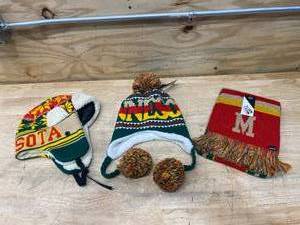 MINNESOTA Winter Gear (2 winter hats and a scarf) (Wild colors)