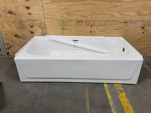 MANSFIELD Pro-Fit Steel 30-in W x 60-in L White Porcelain Enameled Steel Rectangular Right Drain Alcove Soaking Bathtub
