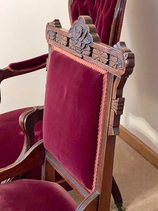 lot 17 image: Two Upholstered Victorian Parlor Chairs