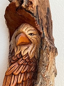 lot 40 image: Pair of Wood Carved Eagle Wall Hangings by Andrew Elmer