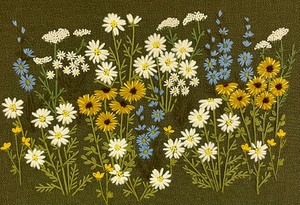 lot 152 image: Vintage Floral Embroidery Art
