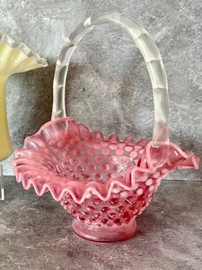 lot 129 image: Two Vintage Glass Handled Baskets
