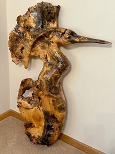 lot 5 image: Amazing Large Burled Wood Carved Wall Hanging Figurine
