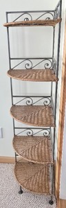 lot 168 image: Marvelous Metal and Wicker Corner Shelf