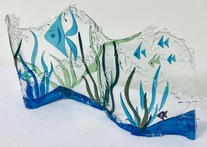 lot 162 image: Beautiful Sea Life Stained Glass Art by Ju Zan