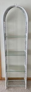 lot 176 image: White Wicker Shelf with Glass Shelves