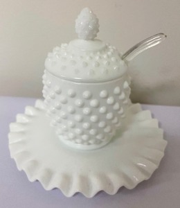 lot 193 image: Hobnail Milk Glass Grouping