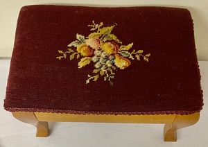 lot 195 image: Petite Needlepoint Foot Stool