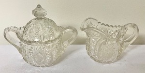 lot 301 image: Pair of Vintage Wildflower Clear Martha Candlestick Holders by Cambridge and Assorted Vintage Glassware Pieces
