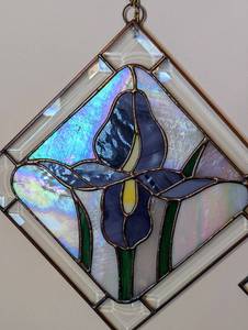 lot 236 image: Pair of Iris Stained Glass Panels