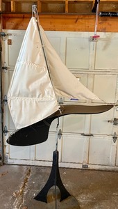 lot 399 image: Magnificent Balancing Metal Sailboat Yard Art