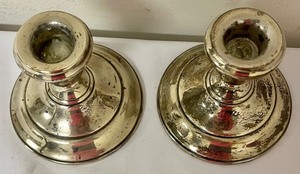 lot 447 image: Pair of Vintage Stunning Sterling Silver Candle Holders