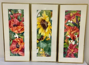 lot 158 image: Three Beautiful framed Floral Watercolor Prints by Jan Ford