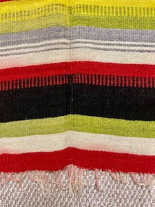 lot 137 image: Colorful Vintage Mexican Mayan Hand Woven Wool Blanket